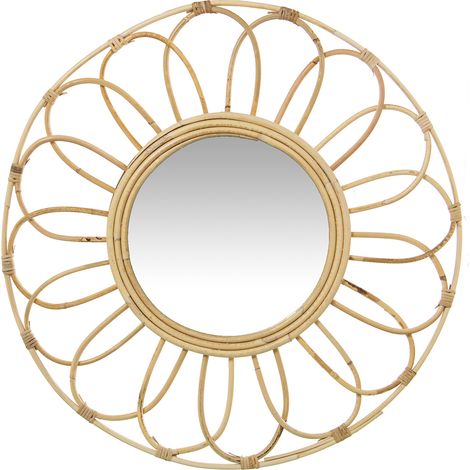 Rattan Wall Mirror ° 60 cm INT: ° 26 cm für alle Stile, um dem Haus eine Berührung für alle Stile zu verleihen, um dem Haus eine Note zu verleihen (1/5)
