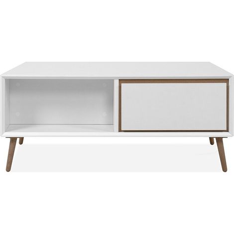 CALICOSY - Table Basse 2 Tiroirs et Niches L94 cm - ARONA (1/5)