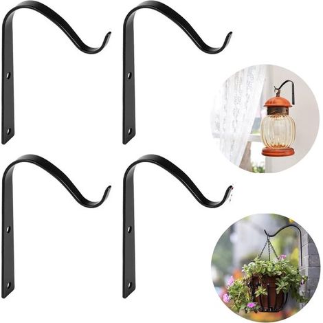 Store8 Pflanzenhalter Wandhaken Elegante Dekoration Schwarz Hängekörbe für Garten und Balkon 4er Set (1/5)
