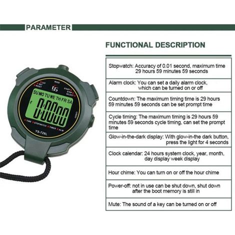 Chronomètre de poche 30h,précision 0.01s,chronomètre de Sport numérique professionnel,minuterie LCD,outils de - YS-728L[D39] (1/4)