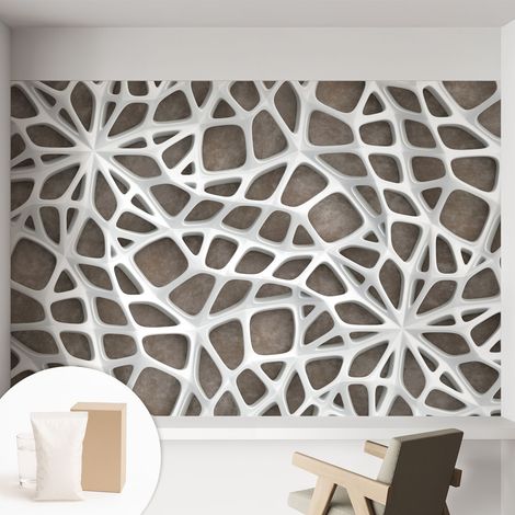 Tapete Vliestapete mit Kleber - abwaschbar - Tapete mit Motiv - trendige Wanddeko - elegant Fototapete Geometrisches Netz 152x104 cm (1/5)