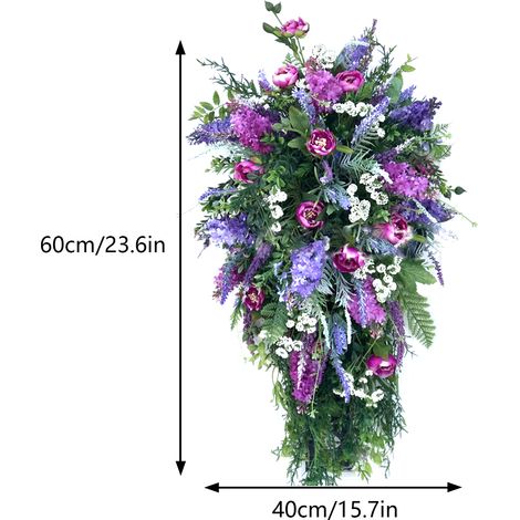 Großer, violetter Frühlingskranz aus Tulpen, Flieder, Hyazinthen und mehrfarbigen Hortensien (Modell B). (1/5)