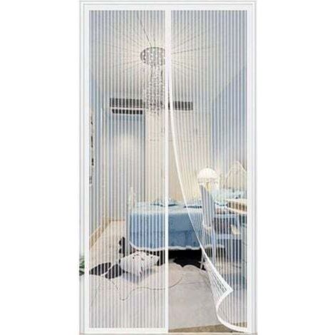 Moustiquaire 110x210cm Moustiquaire magnétique sans perçage Moustiquaire blanche avec bande adhésive et maille ultra-fine