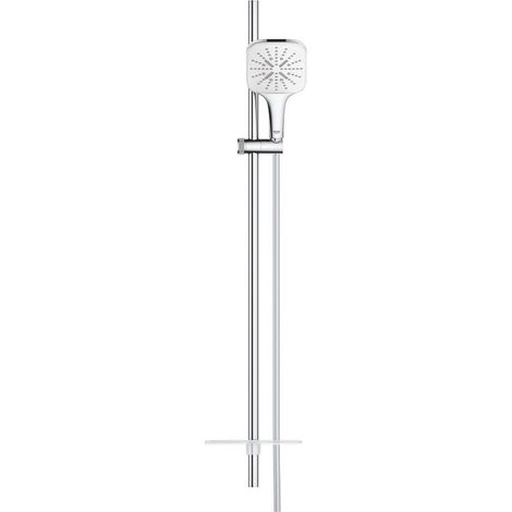 Grohe Rainshower SmartActive 130 Cube Brausestangenset, 900mm, Silverflex 1750mm, 3 Strahlarten, EcoJoy, Moon White/Chrom (1/5)