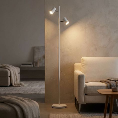 Stehlampe Stehleuchte Beistelllampe Spots beweglich weiß Wohnzimmerlampe H 158cm (1/5)
