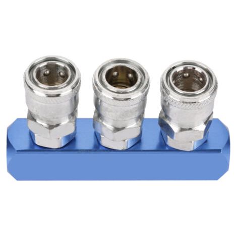 Raccord rapide pneumatique femelle 12 mm pour tuyau d'air, filetage PT1/4 (3 voies) (1/5)