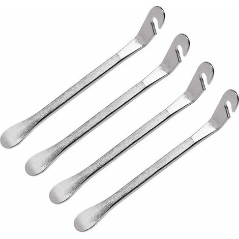 Juego de 4 palancas para neumáticos de bicicleta – Acero inoxidable de alta resistencia – Herramientas de reparación para neumáticos difíciles – Diseño compacto (1/5)