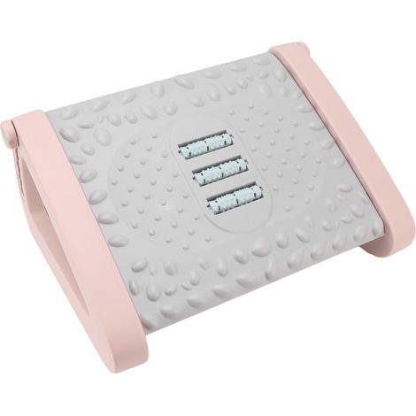 Repose-pieds de bureau réglable en hauteur (6 pouces), tabouret ergonomique avec texture massante et rouleau, rose.