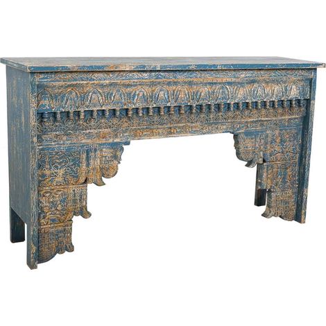 Recibidor de madera acabado artesanal 160x40x90h cm (1/5)