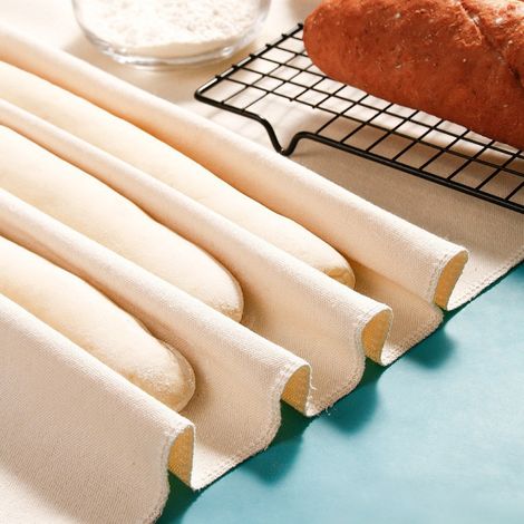 Lot de 2 - Grand tapis à pâte pour baguette/pain européen, en pur coton, 90 cm de long x 66 cm de large. (1/4)