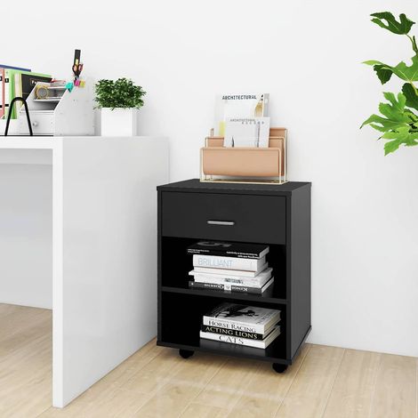 Armoire à roulettes-Meuble de rangement mobile Noir 46x36x59 cm Bois d'ingénierie 460366 (1/5)