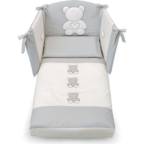 Set lettino Funky Azzurra Design Grigio lenzuola per letto culla neonato bambino camera da letto cotone made in Italy