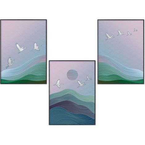 Lupia POSTER Set 3 stampe da parete ORIENT A3 29,7x42 cm ART PRINTS METAL finitura metallizzata per soggiorno, camera da letto, cucina, astratti alta qualita', SENZA CORNICE (1/4)