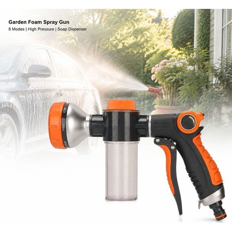 Pistola a schiuma ad alta pressione a 8 modalità per giardino con ugello multifunzionale in ABS/TPR per lavaggio auto e irrigazione piante (1/5)