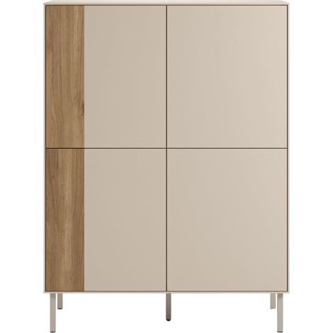 ELDIO - Commode 2 tiroirs en mélamine Beige (1/5)
