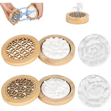 Aromasteine für ätherische Öle, Diffusor für ätherische Öle mit 2 Räucherboxen aus Holz, Diffusor für ätherische Öle zur Aromatherapie im Auto und zu Hause (1/5)