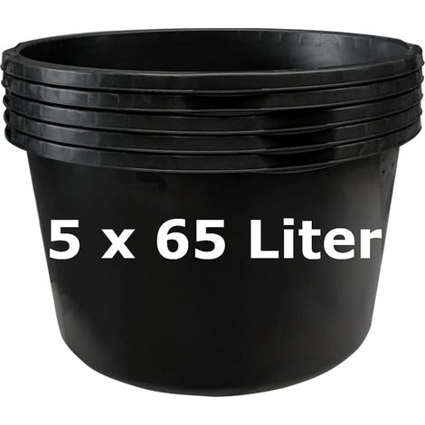 5 x Mörtelkübel rund 65 Liter schwarz (1/2)