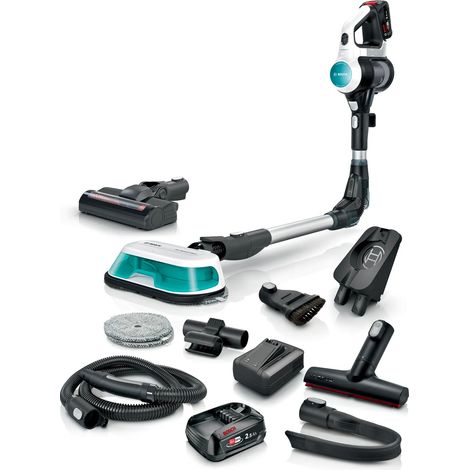 Bosch BSS712XHYG aspiradora de pie y escoba eléctrica Aspiradora escoba 2 en 1 Batería Secar HEPA Sin bolsa 0,3 L Color aguamarina, Negro, Plata, Blanco 2,5 Ah