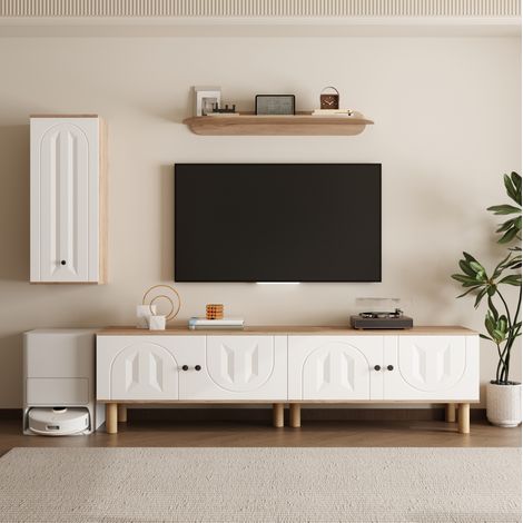 mobile tv 170 cm salvaspazio intagliato bianco legno OKMYHOME (1/5)