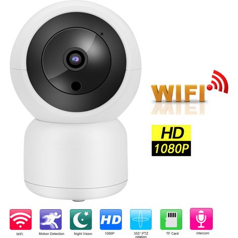 Caméra de Sécurité WiFi Full HD 1080P avec Détecteur de Mouvement, Audio Bidirectionnel, Vision Nocturne et Alimentation Universelle (Prise Européenne) (1/5)