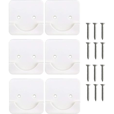 Lot de 6 supports adhésifs pour tringle à rideau de douche, fixation murale, matériau ABS robuste, blanc, sans bavure (1/5)