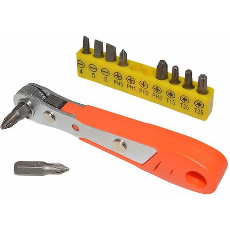 lot De 1 Tournevis Phillips Avec Vis, Mini Cliquet 1/4" Et Embout De Tournevis Phillips Avec Mini Tournevis Cliquet Rversible 1/4" Entranement (1/5)