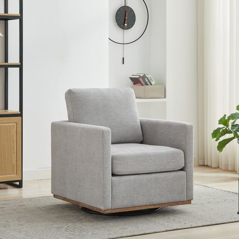 AS EASY Fauteuil pivotant à quatre faces rembourré, fauteuil confortable, fauteuil club 360° et fauteuil de lounge avec accoudoirs pour salon, chambre à coucher, appartement et chambre d'enfant, GRIS