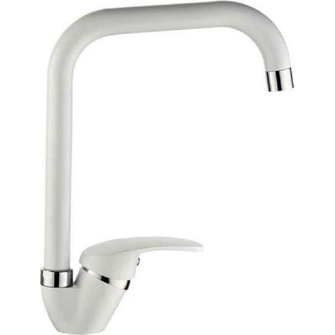 Cleafe - Rubinetto Per Lavello Da Cucina A Canna Alta Quadrato Miscelatore Bianco 52946 - (1/3)