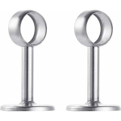 2 pièces de support de montage au plafond en acier inoxydable brossé, support de tringle à rideau de douche, siège de tuyau de tringle à vêtements suspendu (1/5)