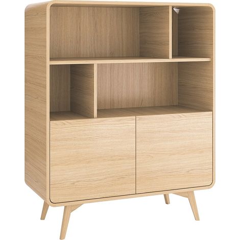 Bibliothèque avec 2 portes et 4 niches - Naturel - JALEMO