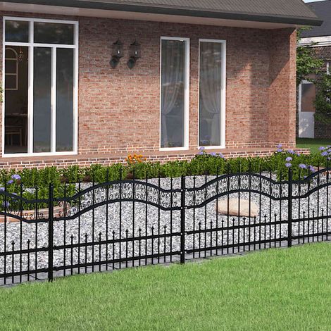 Gartenzaun KAMPEN mit Speerspitze Schwarz 240 x 75 cm Stahl