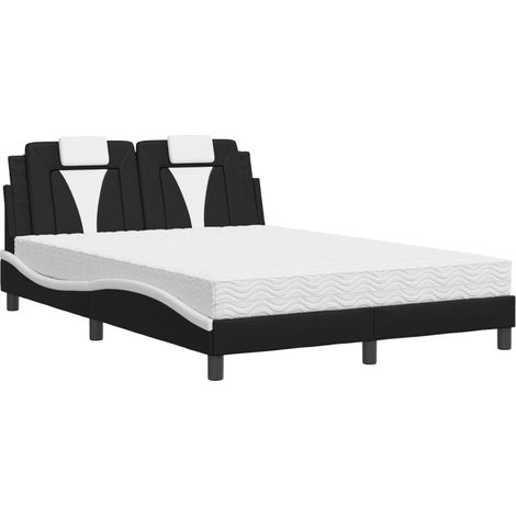 vidaXL Letto Viana con Materasso Nero e Bianco 140x190 cm in Similpelle (1/5)