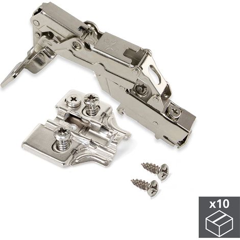 Cerniera a Scodellino 35 mm Collo Alto Chiusura Ammortizzata 165º Basetta Euro 10 Pezzi Emuca