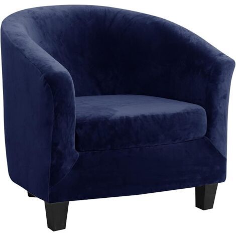 Housse de canapé ensemble deux pièces housse de canapé et housse de coussin en velours renard argenté, bleu marine Housse de canapé