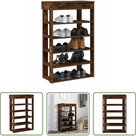 Schuhregal Räuchereiche - Schuhregal Räuchereiche 60x30x98 cm Holzwerkstoff (1/5)