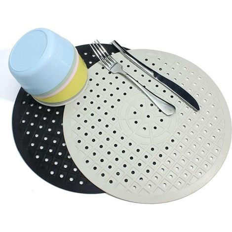 Tapis d'évier lot de 1 en caoutchouc blanc diamètre 30,6 cm rond antidérapant pour évier lavabo et protection contre les éclaboussures (1/4)