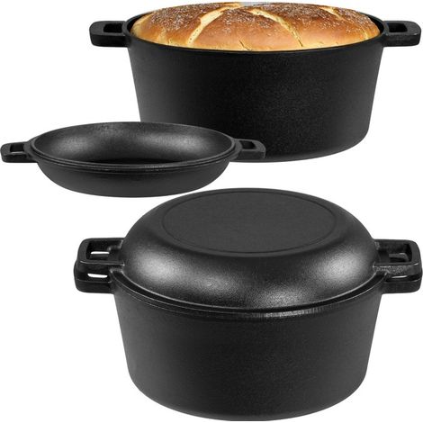 CUISINIÈRE EN FONTE 26CM 4,5L AVEC COUVERCLE POUR LA CUISSON DU PAIN (1/5)