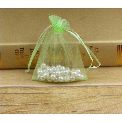 50pcs Sacs Organza,20x30cm Sachets Pochettes Cadeau en Organza avec Rubans Sac à Bijoux Sachets pour Lavande Sacs de Bonbons Faveur Présent Sacs pour Anniversaire Baptême Fête Décoration Mariage,vert (1/4)