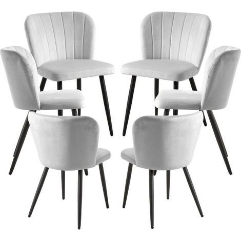 Packs Sillas Comedor - Pack 6 Sillas Luk Terciopelo - Gris claro (1/5)