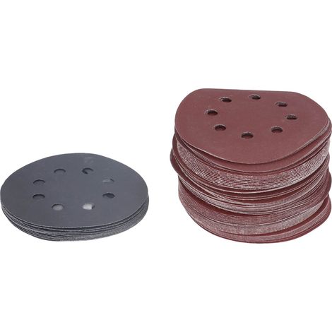 Lot de 100 disques abrasifs ronds de 12,7 cm (5 pouces) comprenant des grains de 80, 180, 240, 320, 400, 800, 1000, 1500, 2000 et 3000 pour le ponçage du cuir et des murs. (1/5)