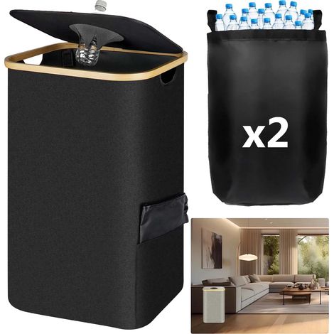 Recolector de botellas, tapa a prueba de olores, bolsas interiores extraíbles, 105 L (PEF) (1/2)