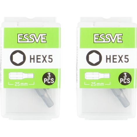 ESSVE Sechskant-Inbus-Bits HEX-Schraubendreherbit 5x25mm 3 Stück x2 (1/3)