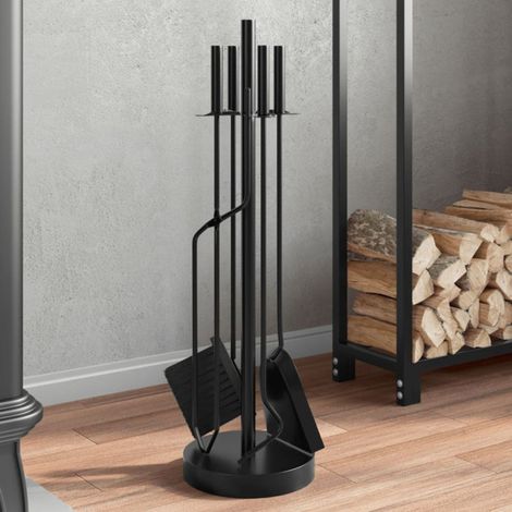 Set d\'outils de cheminée - Non spécifié - 5 pcs - Acier - Noir - 18x66 cm (1/4)