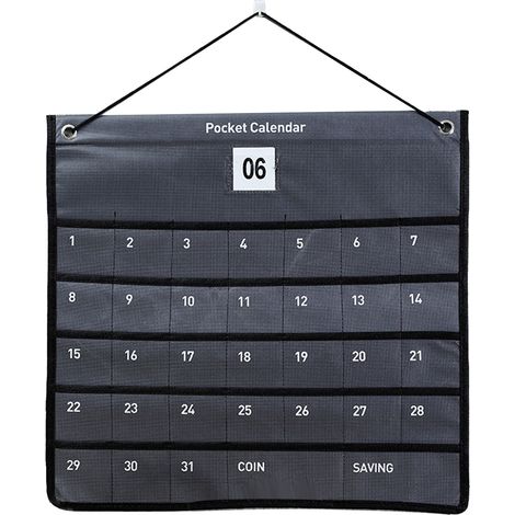 Calendrier Mural Mensuel en Tissu Non Tissé, Poche de Rangement 44x42cm Gris pour Bureau Chambre Salon (1/5)