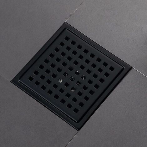 Drain de sol de douche carré de 6 pouces, noir mat, Grille avec couvercle amovible, acier inoxydable SUS304 (SKU produit : 95465392 SKU Offre : lehuamwj1839) (1/3)