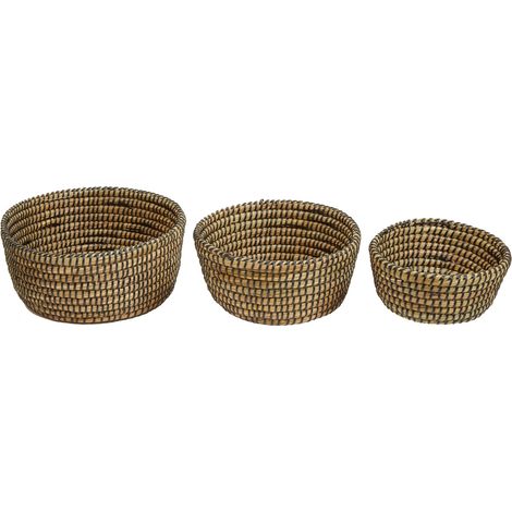Premier Housewares Set of Three Straw Baskets with Black Detail (1/5)