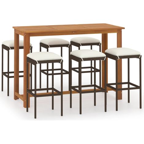 Maison Exclusive - Set Bar da Giardino 7 pz con Cuscini Marrone