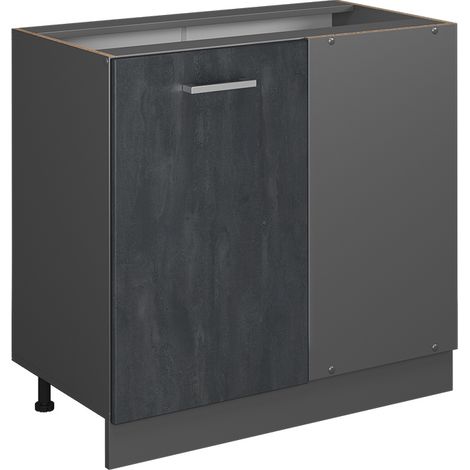 Armario de esquina R-Line, Hormigón negro, 86 cm sin encimera, Vicco (1/5)