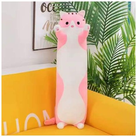 Filiyano-Coussin en peluche chat long et mignon, doux et câlin, 50 cm (0,18 kg), rose, 90 cm (0,7 kg) (1/5)