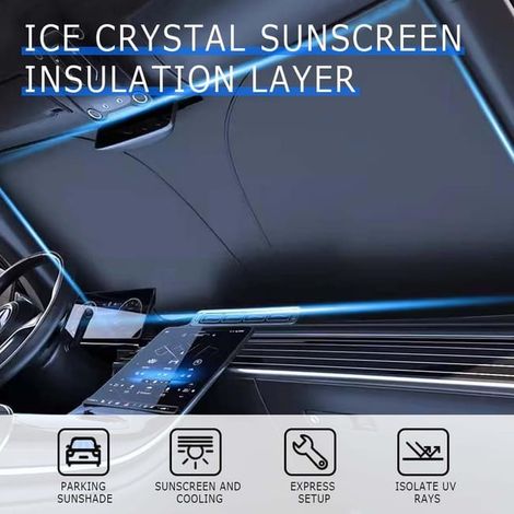 Pare Soleil pour Pare-Brise de Voiture, Couverture de Pare-Brise de Voiture Pliable, Parapluie Laser Résistant aux UV (140x70 cm) (1/5)